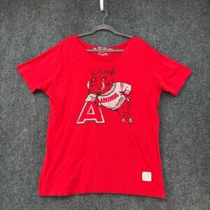 Retro Brand Red Univ Arkansas Razorback Women’s Large T Shirt Distressed